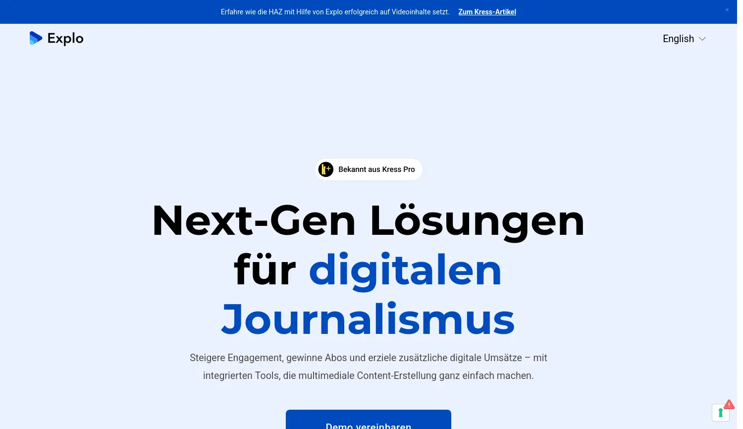 Website der Firma Explo GmbH