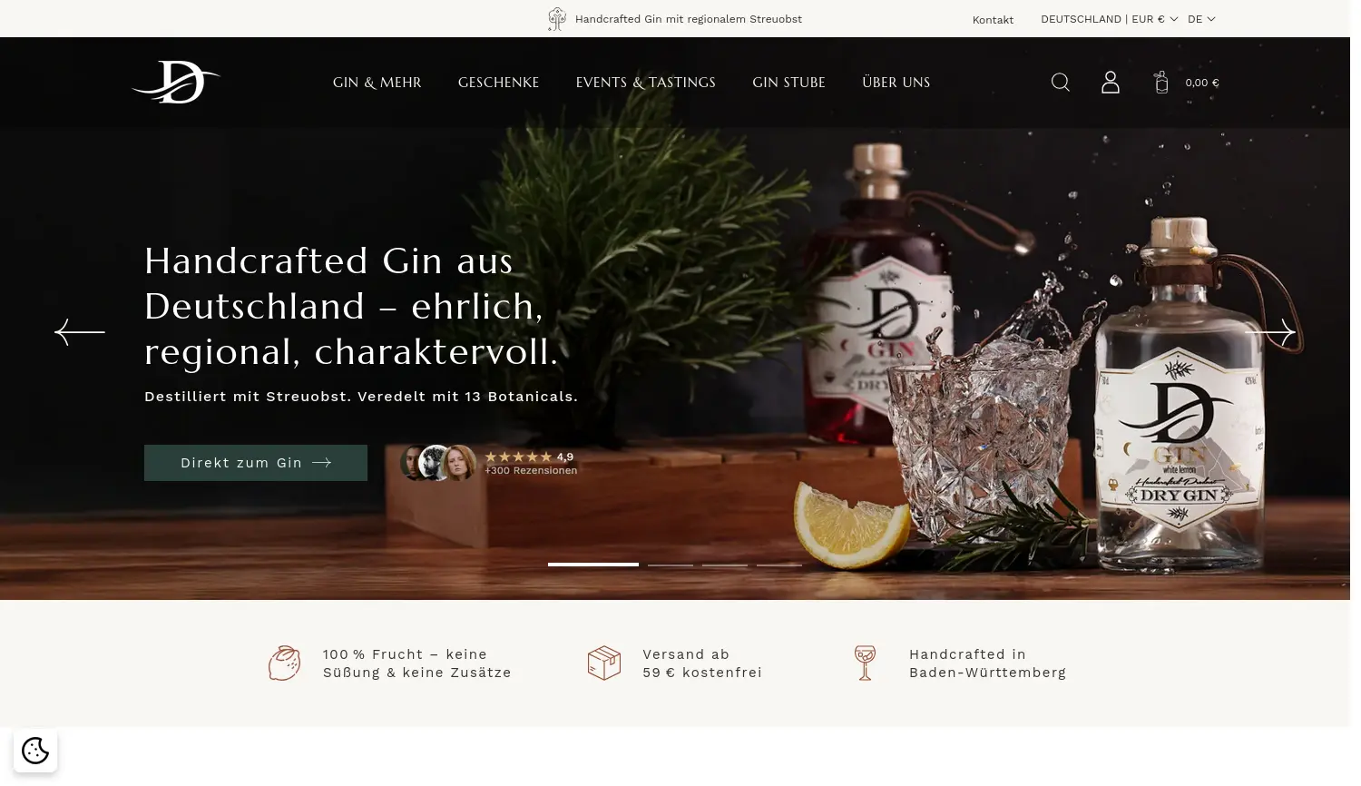 Website der Firma D-gin