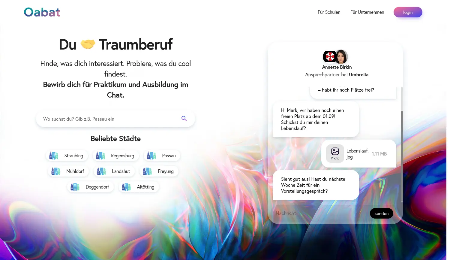 Website der Firma Oabat GmbH