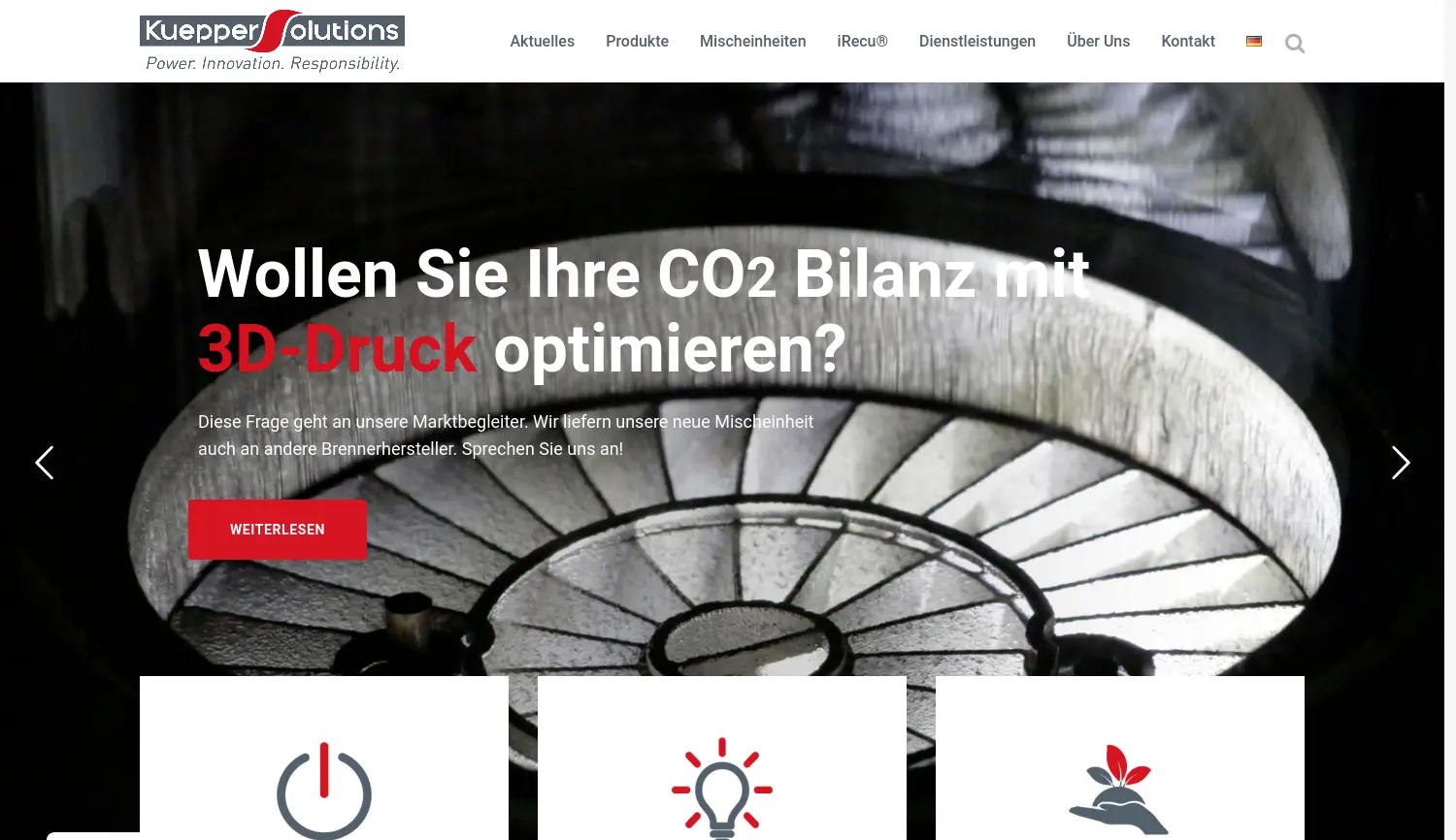 Website der Firma Kueppers Solutions GmbH