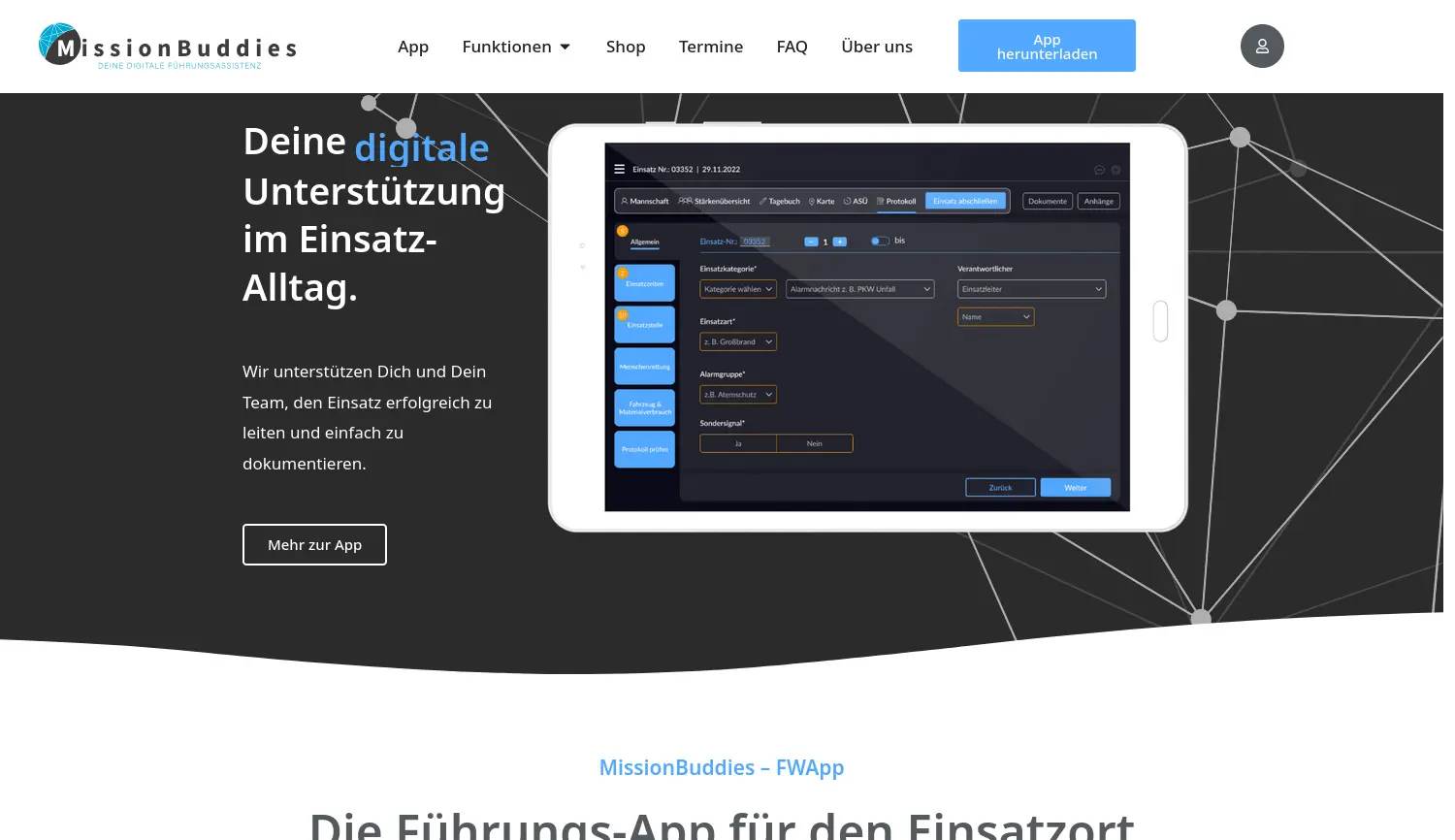Website der Firma MissionBuddies