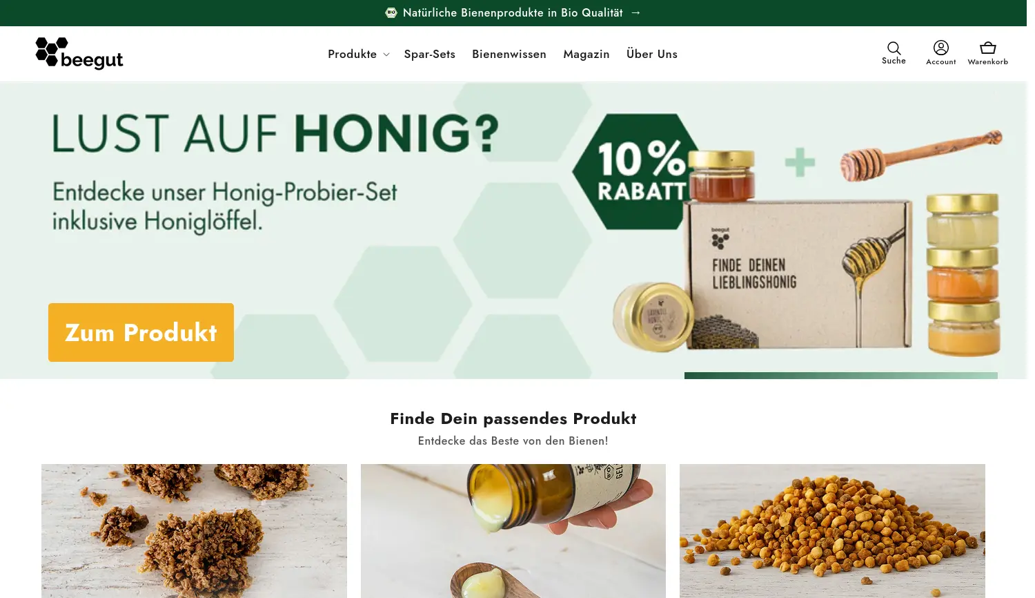 Website der Firma beegut GmbH