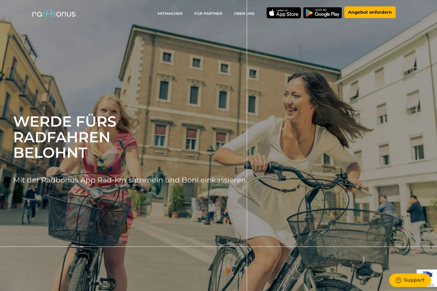 Website der Firma Radbonus GmbH