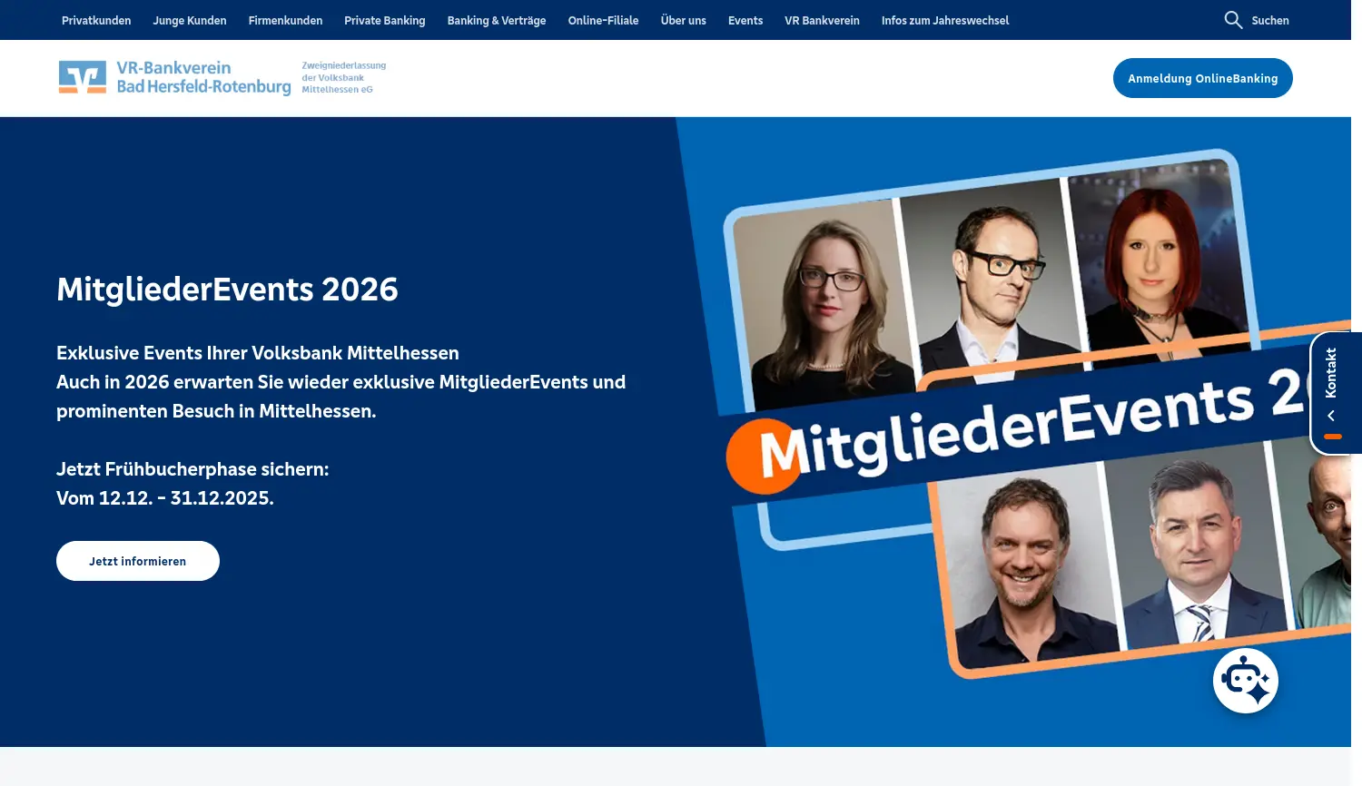 Website der Firma Volksbank Mittelhessen eG