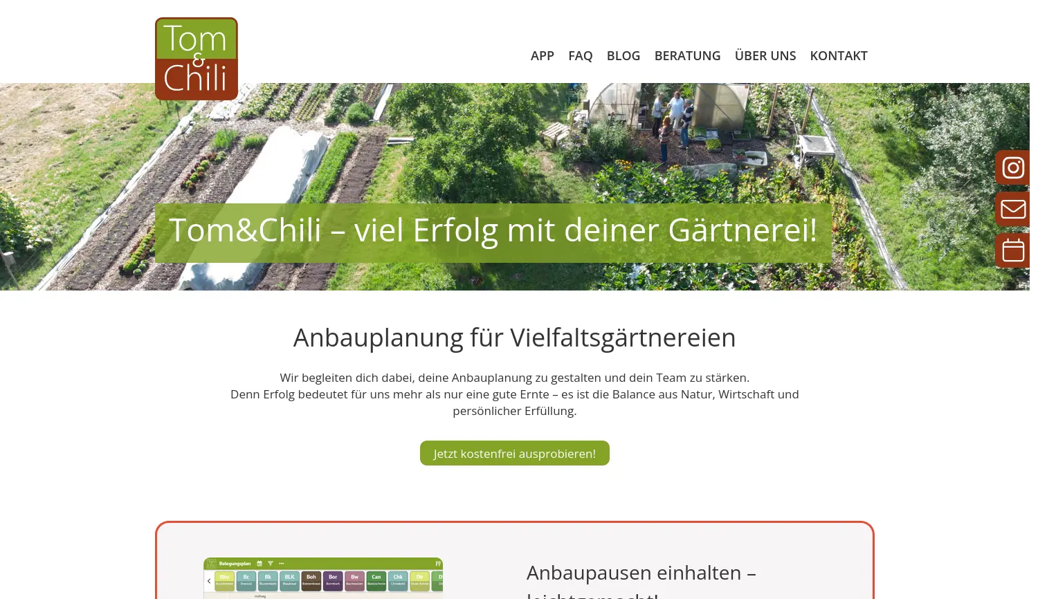 Website der Firma Tom & Chili