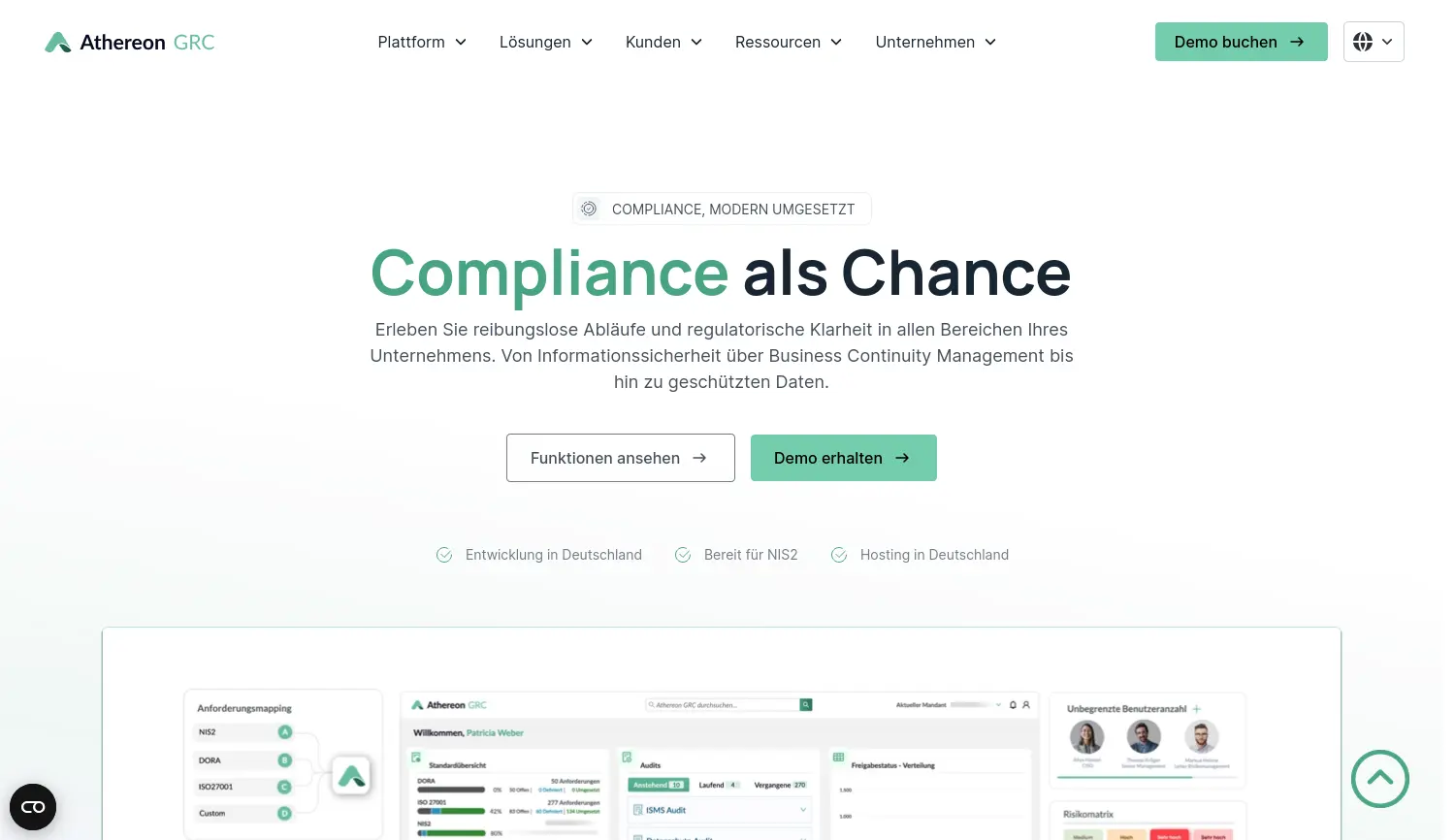Website der Firma Athereon GRC GmbH