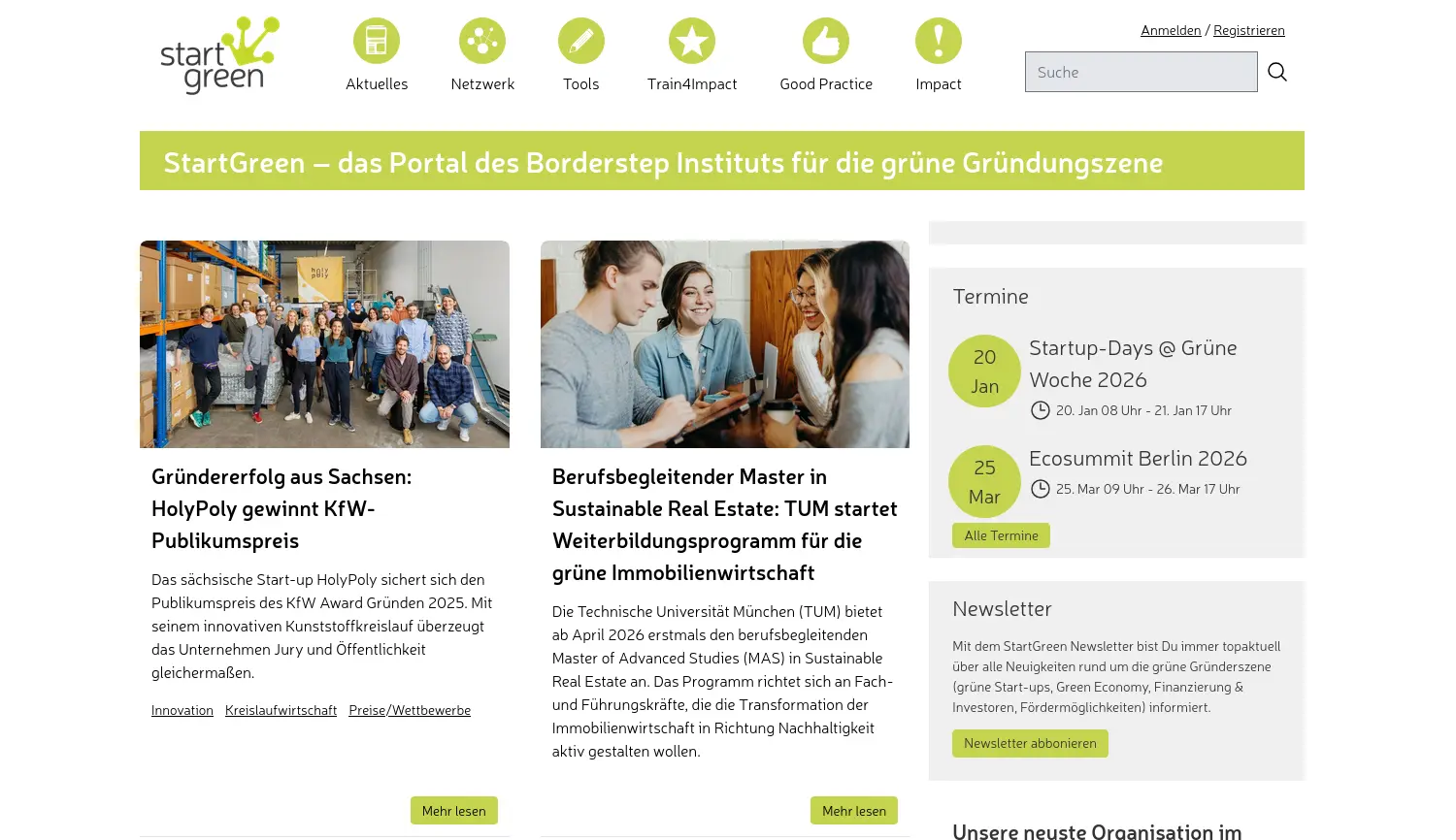 Website der Firma Borderstep Institut für Innovation und Nachhaltigkeit gemeinnützige GmbH