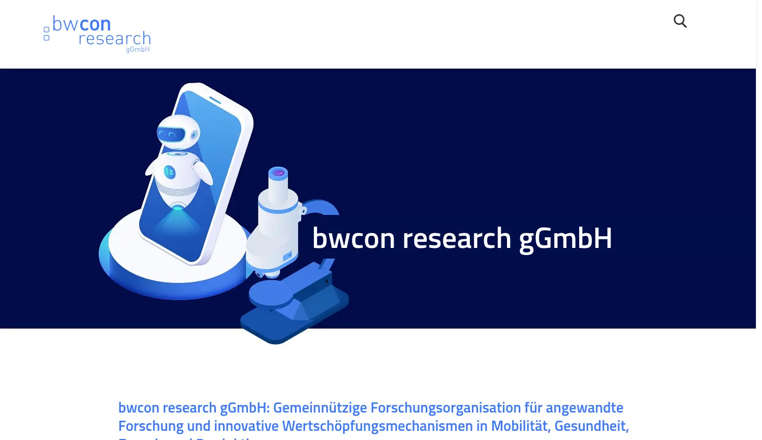 Website der Firma bwcon research gGmbH