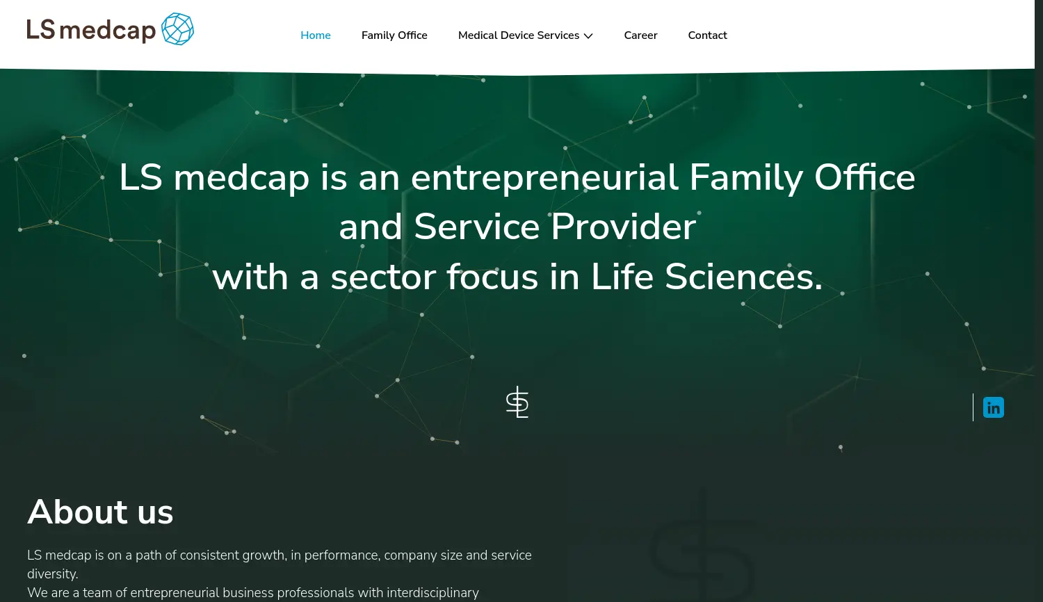 Website der Firma LS medcap GmbH