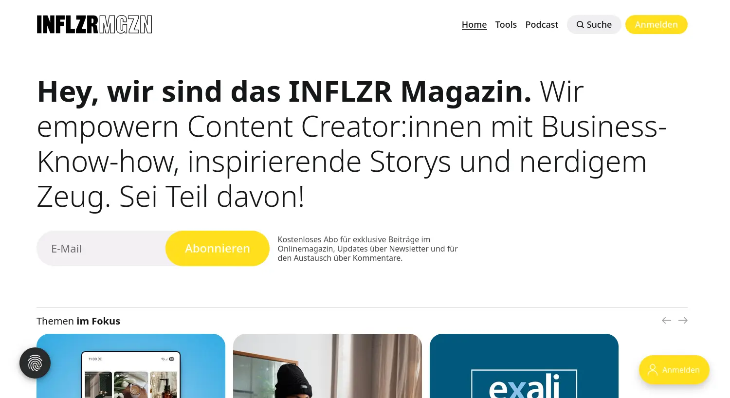 Website der Firma INFLZR Magazin Petru Leuthold