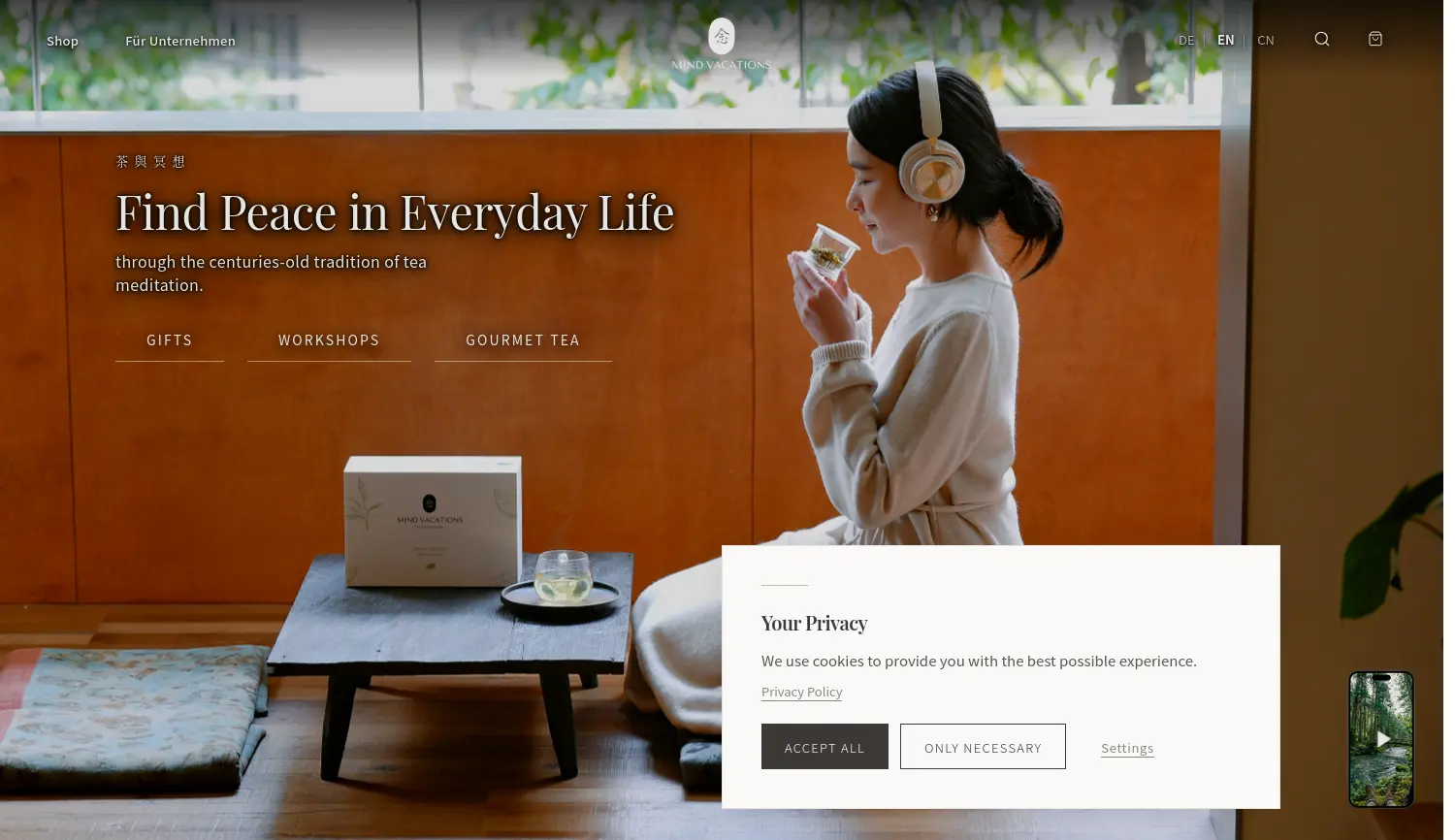 Website der Firma MIND VACATIONS GmbH