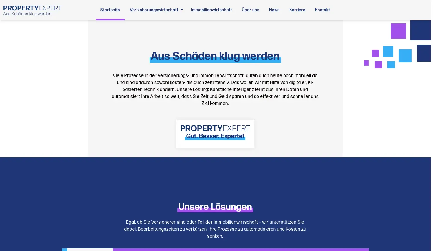 Website der Firma PropertyExpert GmbH
