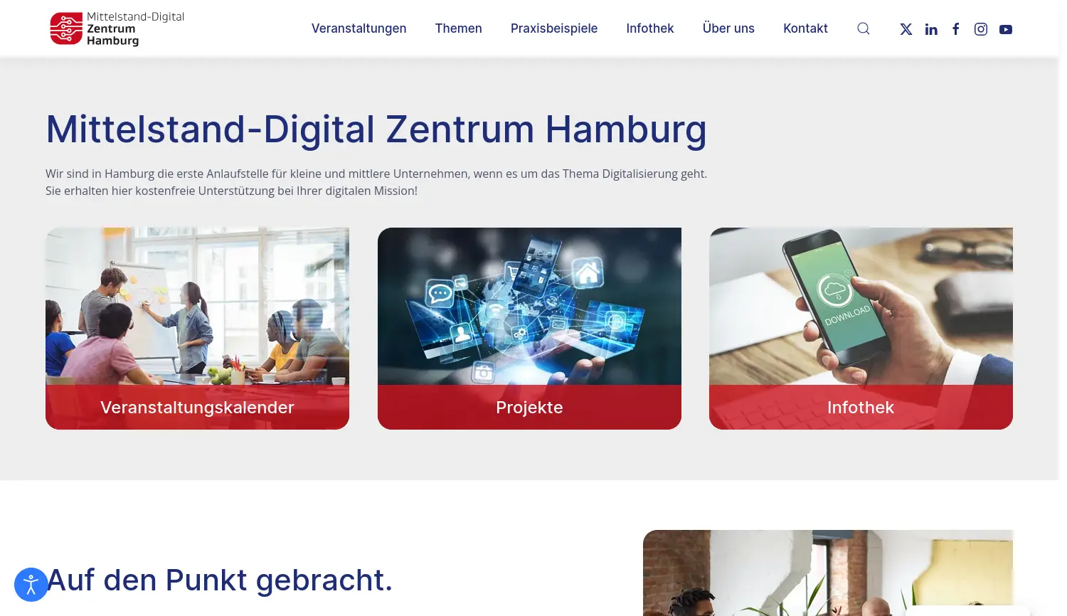 Website der Firma Mittelstand-Digital Zentrum Hamburg
