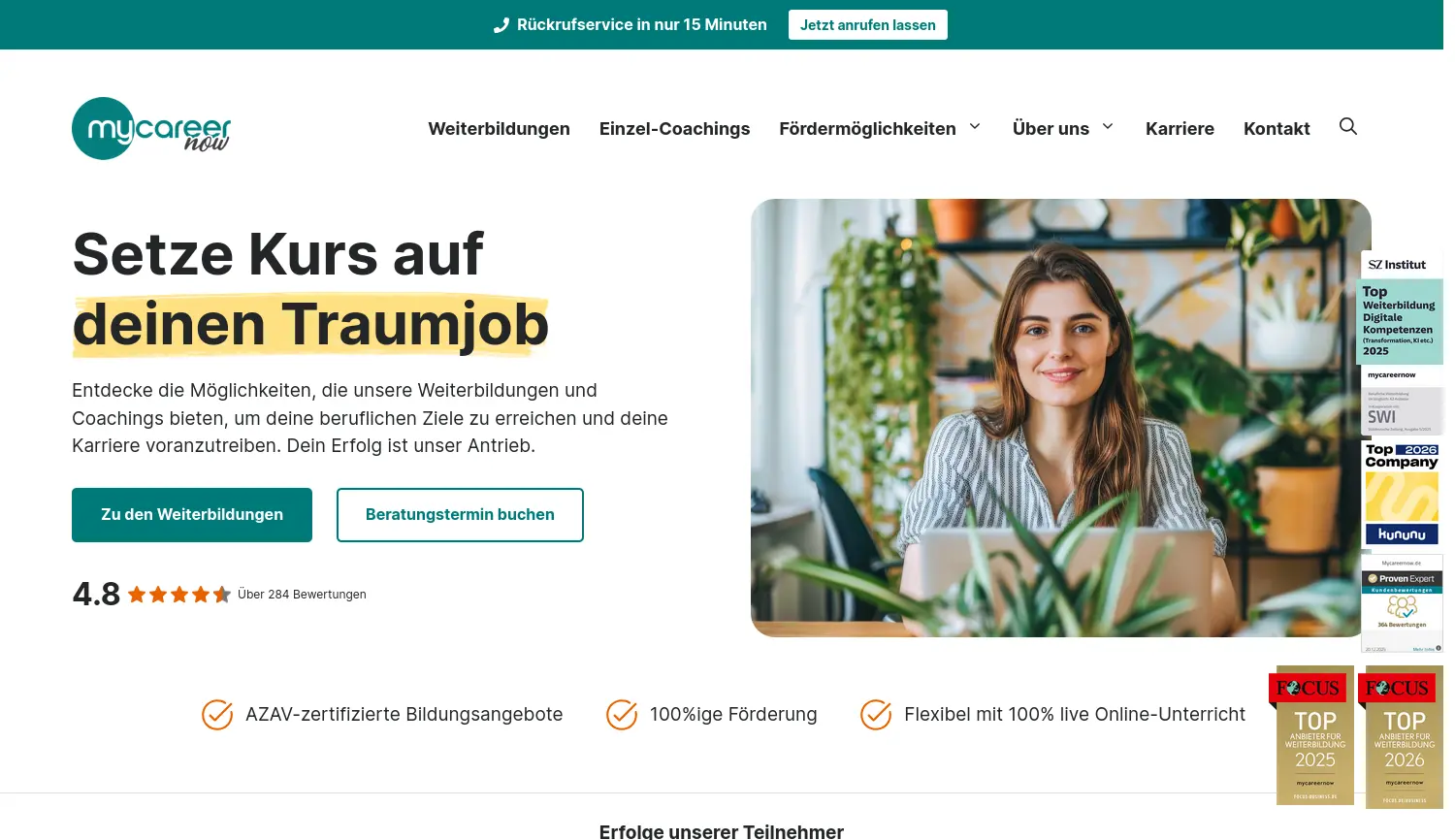 Website der Firma mycareernow