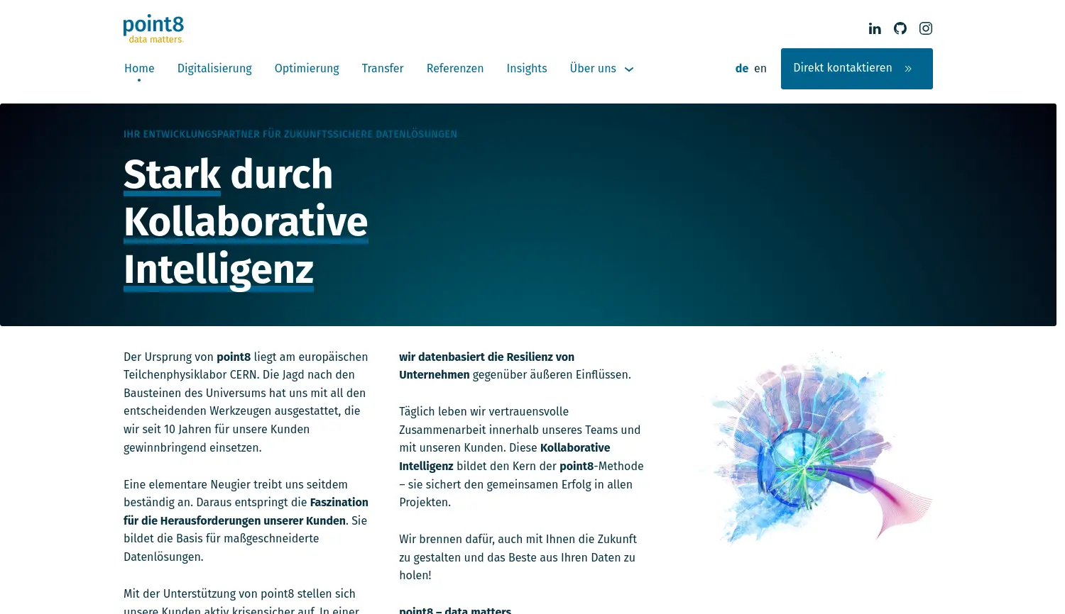 Website der Firma Point 8 GmbH