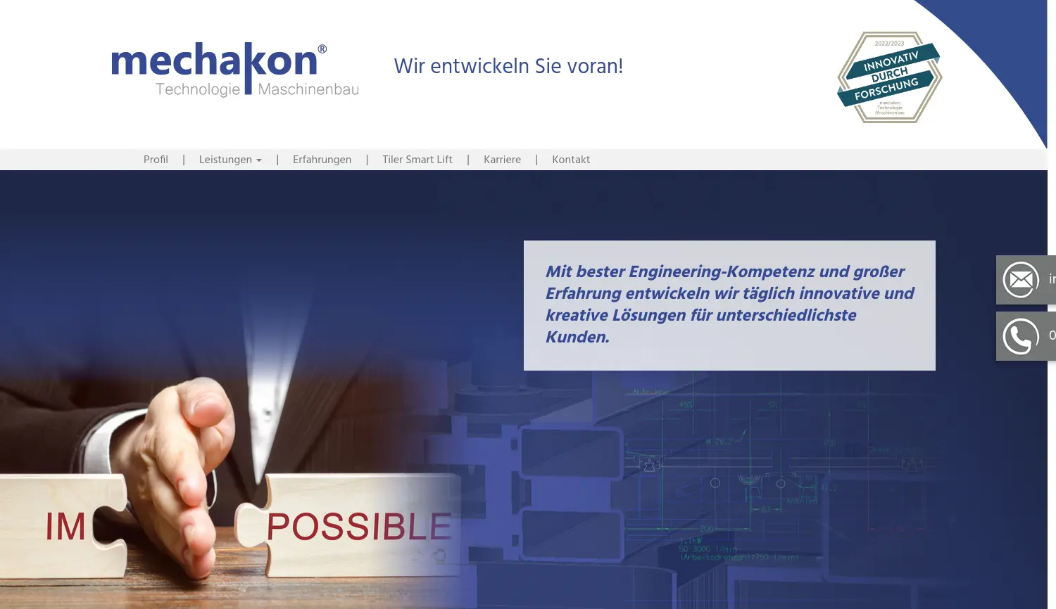 Website der Firma mechakon