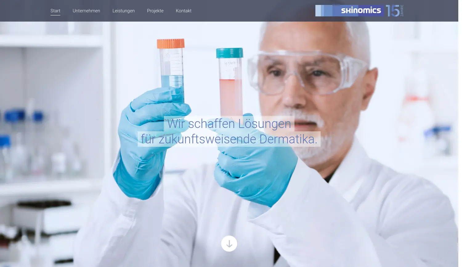 Website der Firma Skinomics GmbH