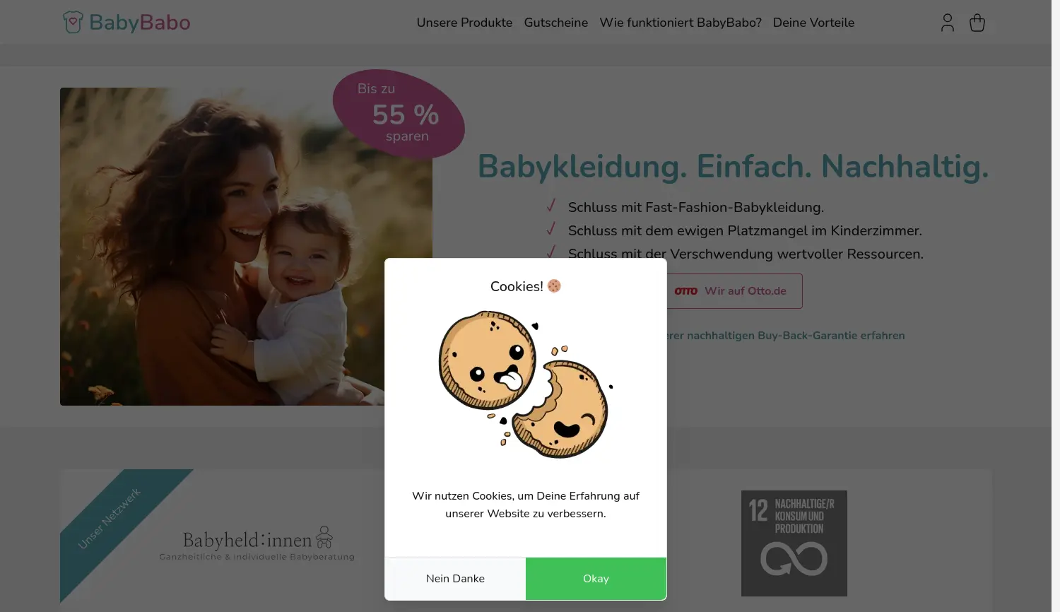 Website der Firma BabyBabo