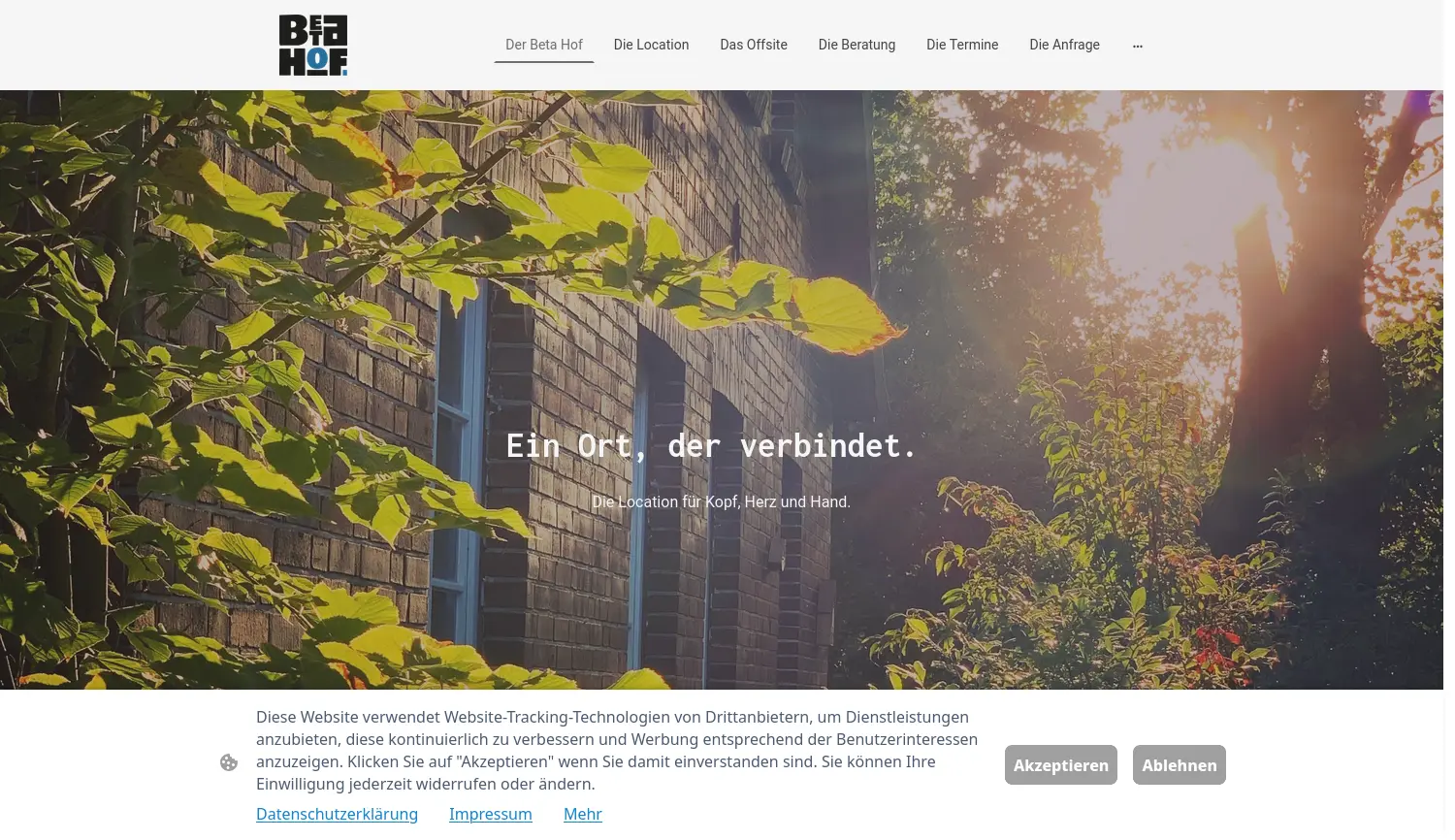 Website der Firma Beta Hof GmbH