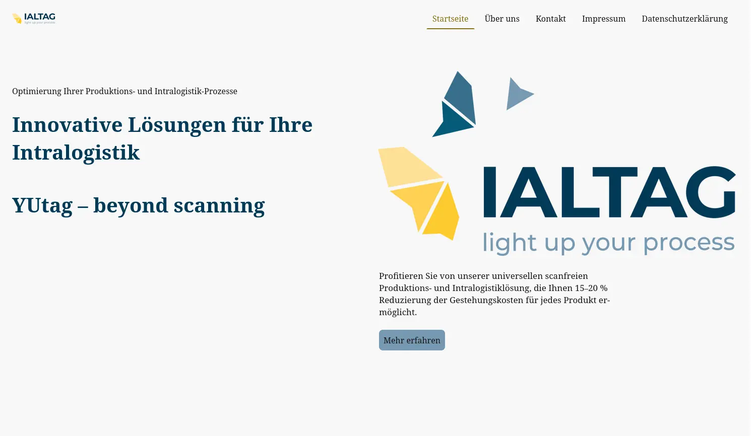 Website der Firma IALTAG Produktions- und Vertriebsgesellschaft mbH