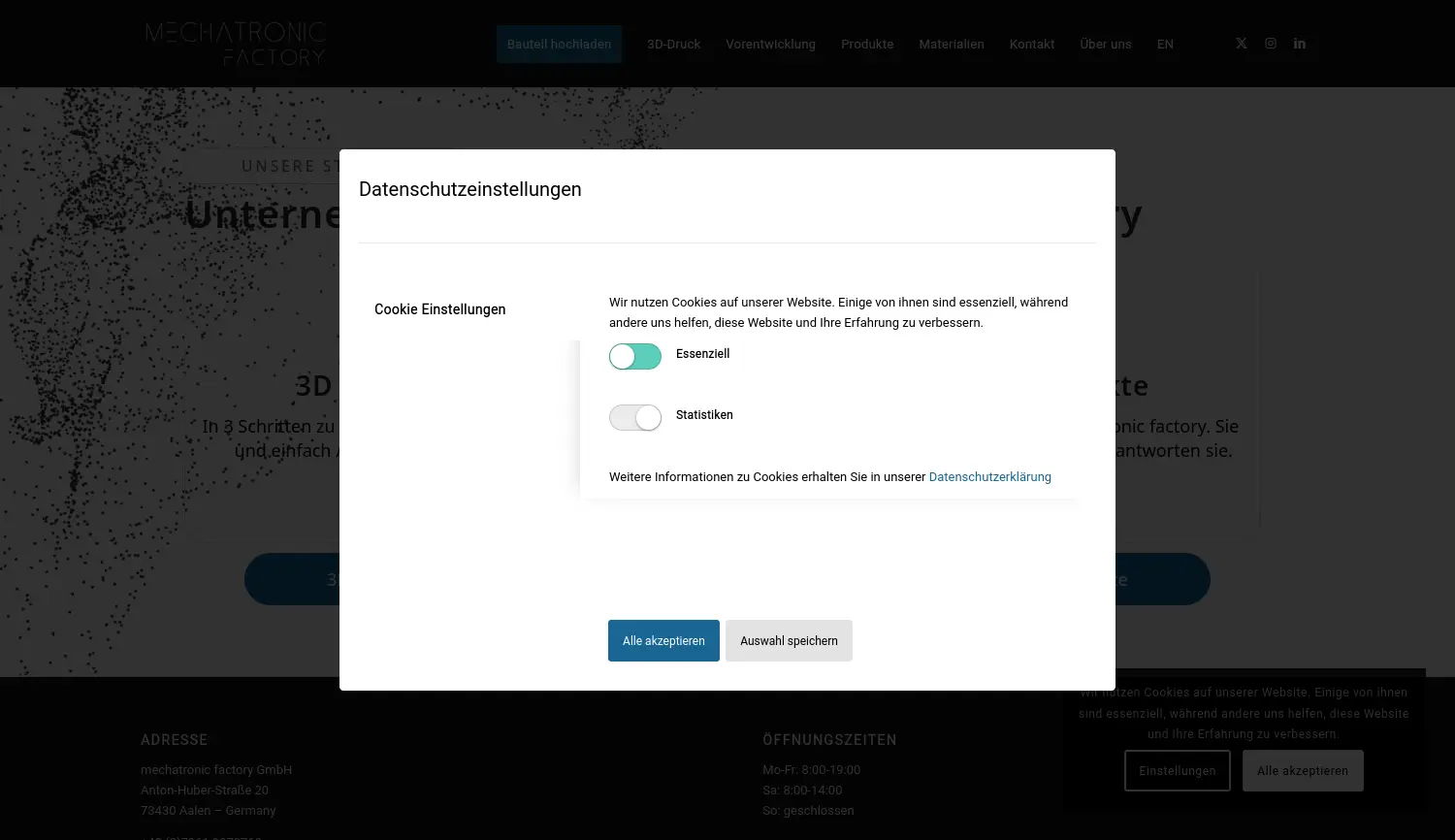 Website der Firma mechatronic factory GmbH