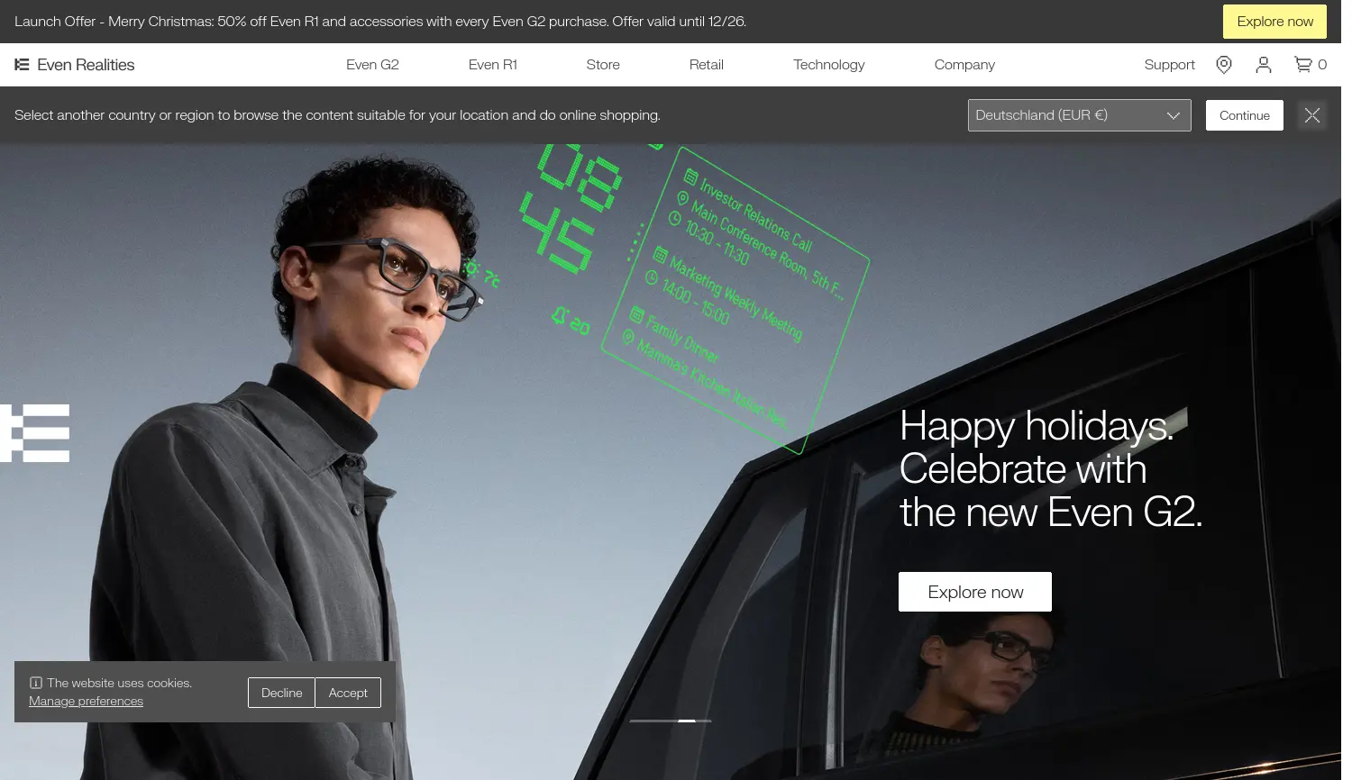 Website der Firma Even Realities GmbH