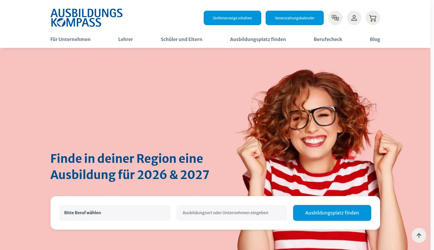 Website der Firma Ausbildungskompass
