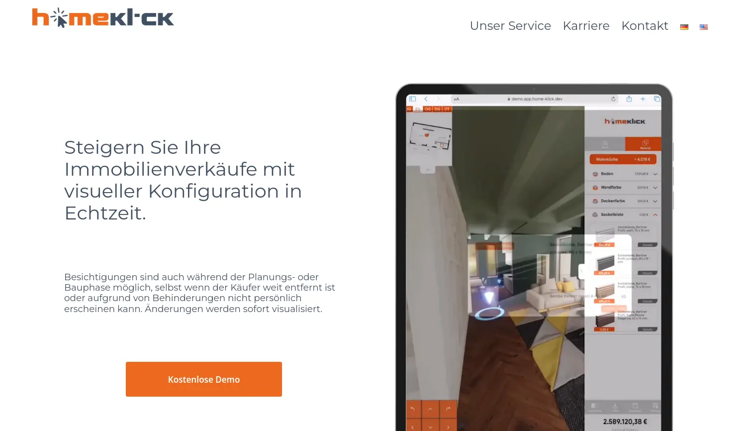 Website der Firma Home Klick GmbH