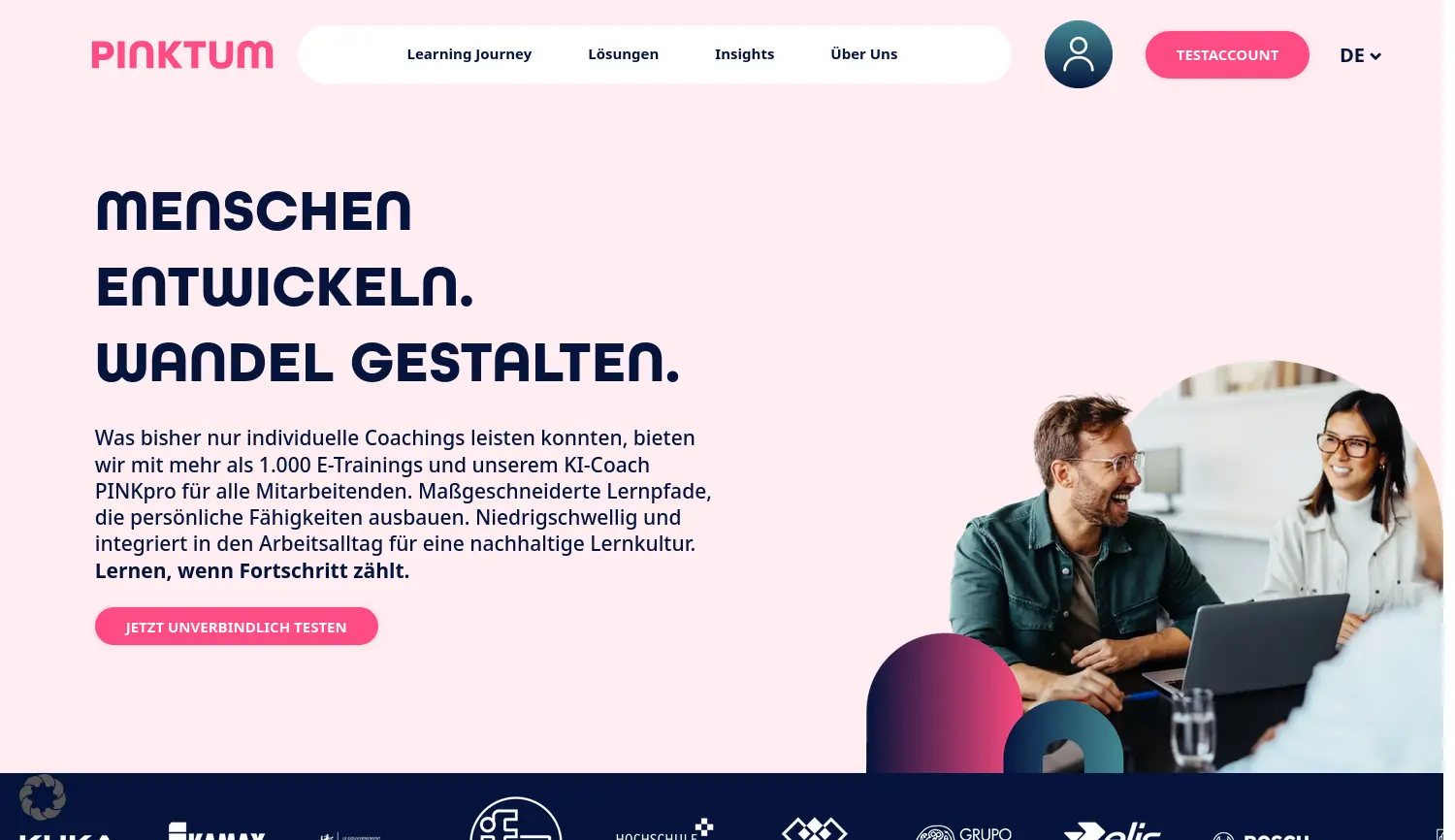 Website der Firma PINKTUM GmbH