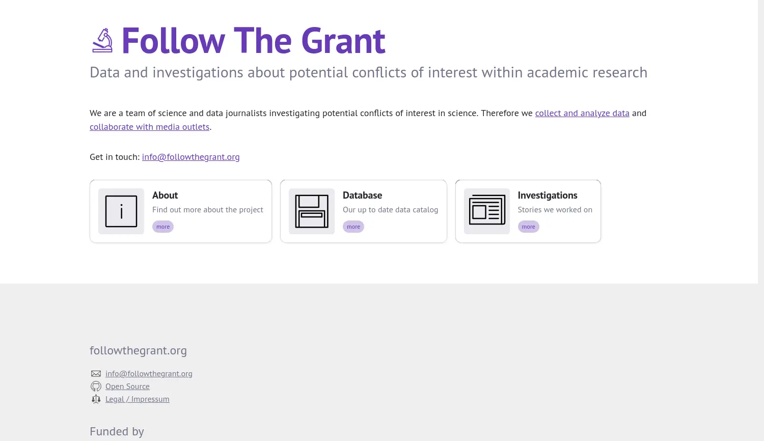 Website der Firma Follow The Grant