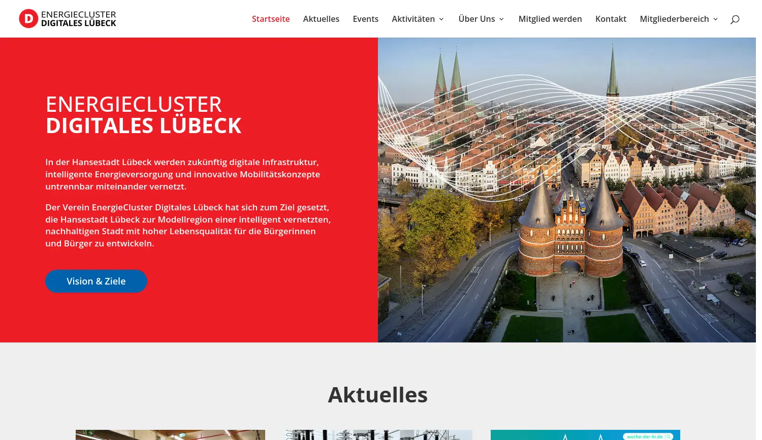 Website der Firma EnergieCluster Digitales Lübeck e.V.