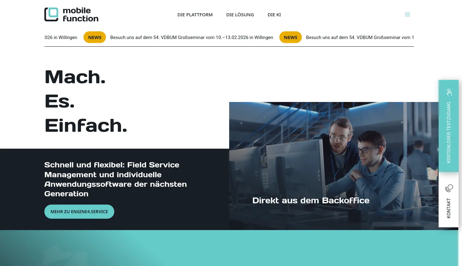 Website der Firma mobile function GmbH