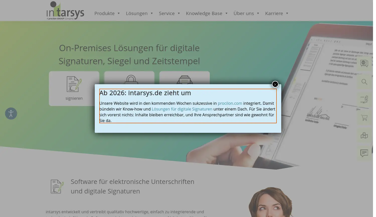 Website der Firma intarsys GmbH