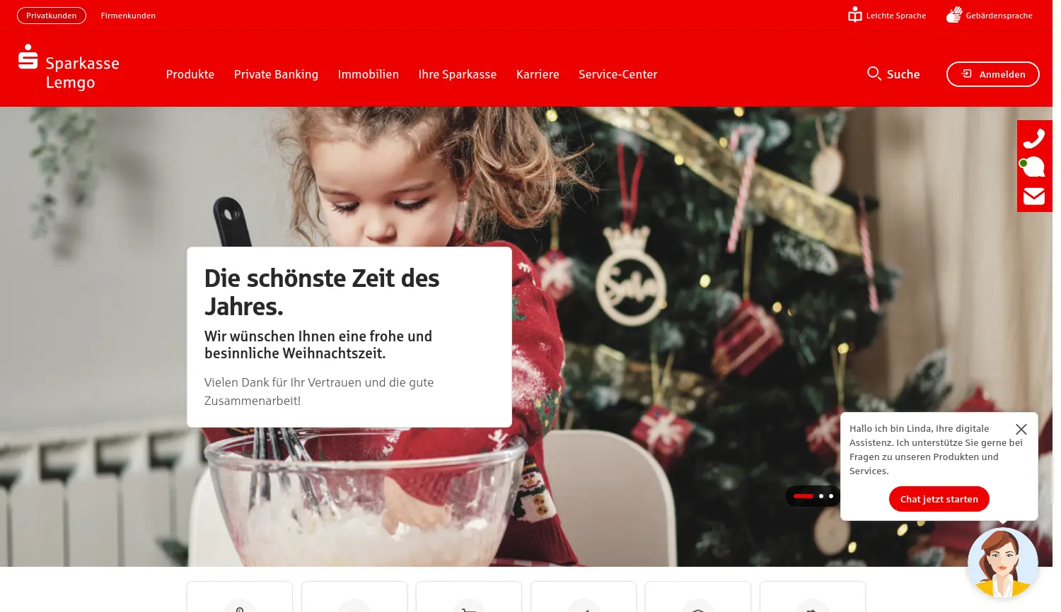 Website der Firma Sparkasse Lemgo Anstalt des öffentlichen Rechts