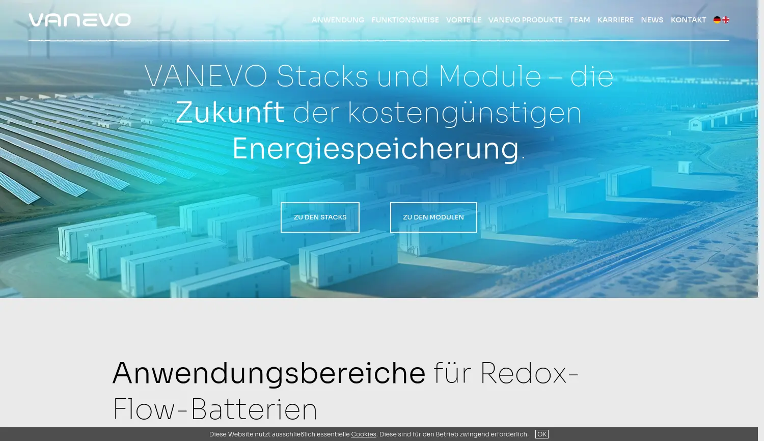 Website der Firma VANEVO GmbH