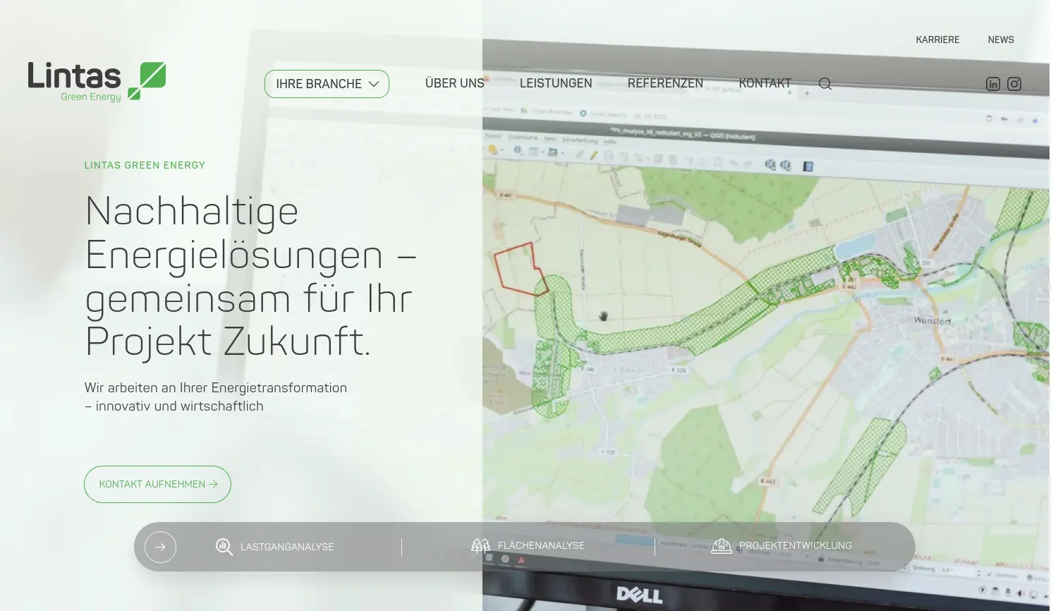 Website der Firma Lintas Green Energy GmbH