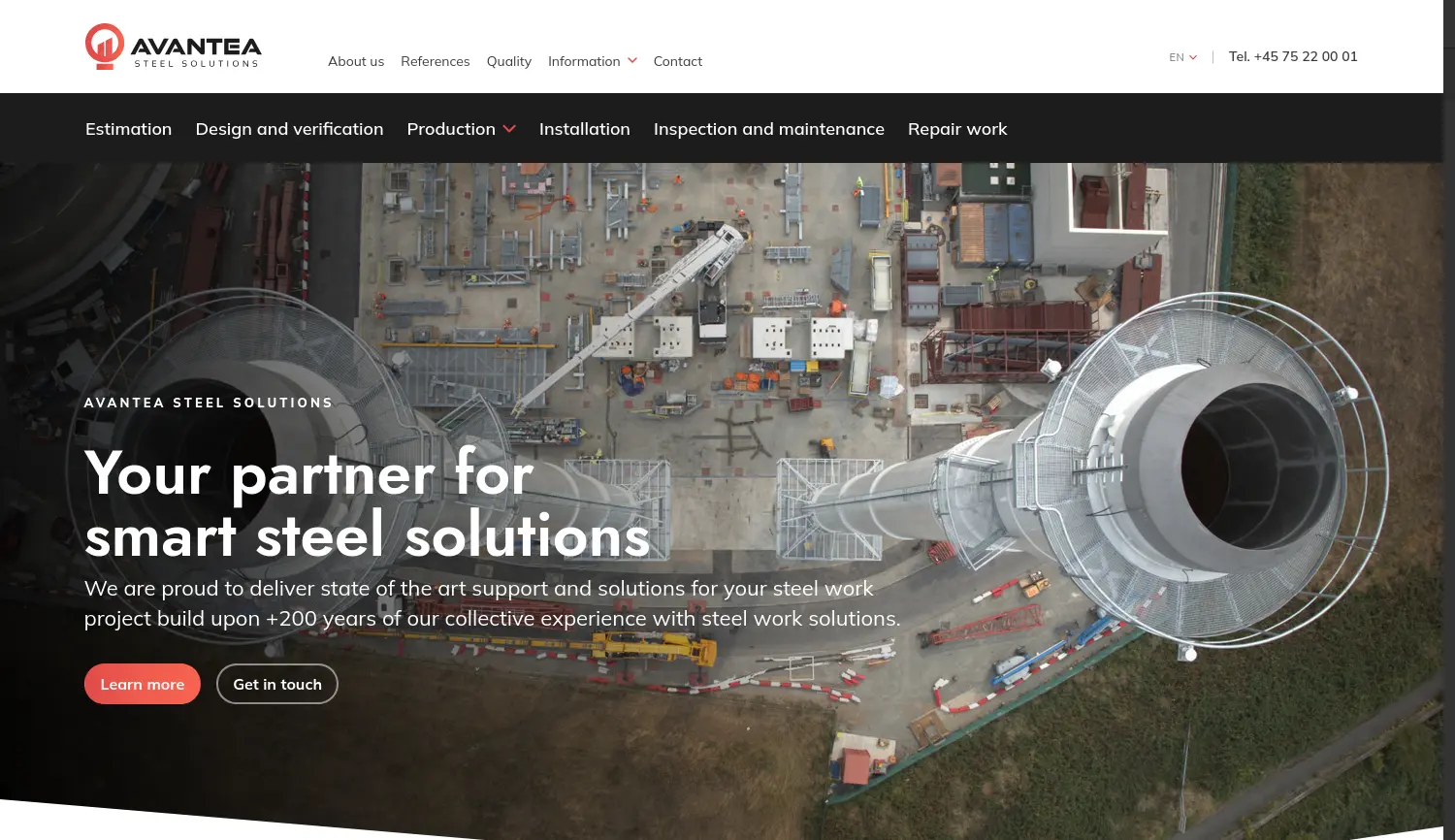 Website der Firma Avantea Steel Solutions GmbH