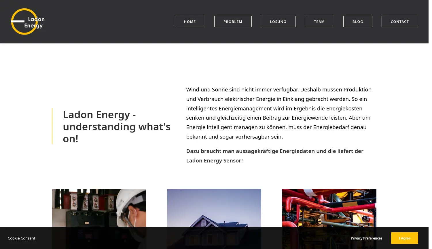 Website der Firma Ladon Energy GmbH
