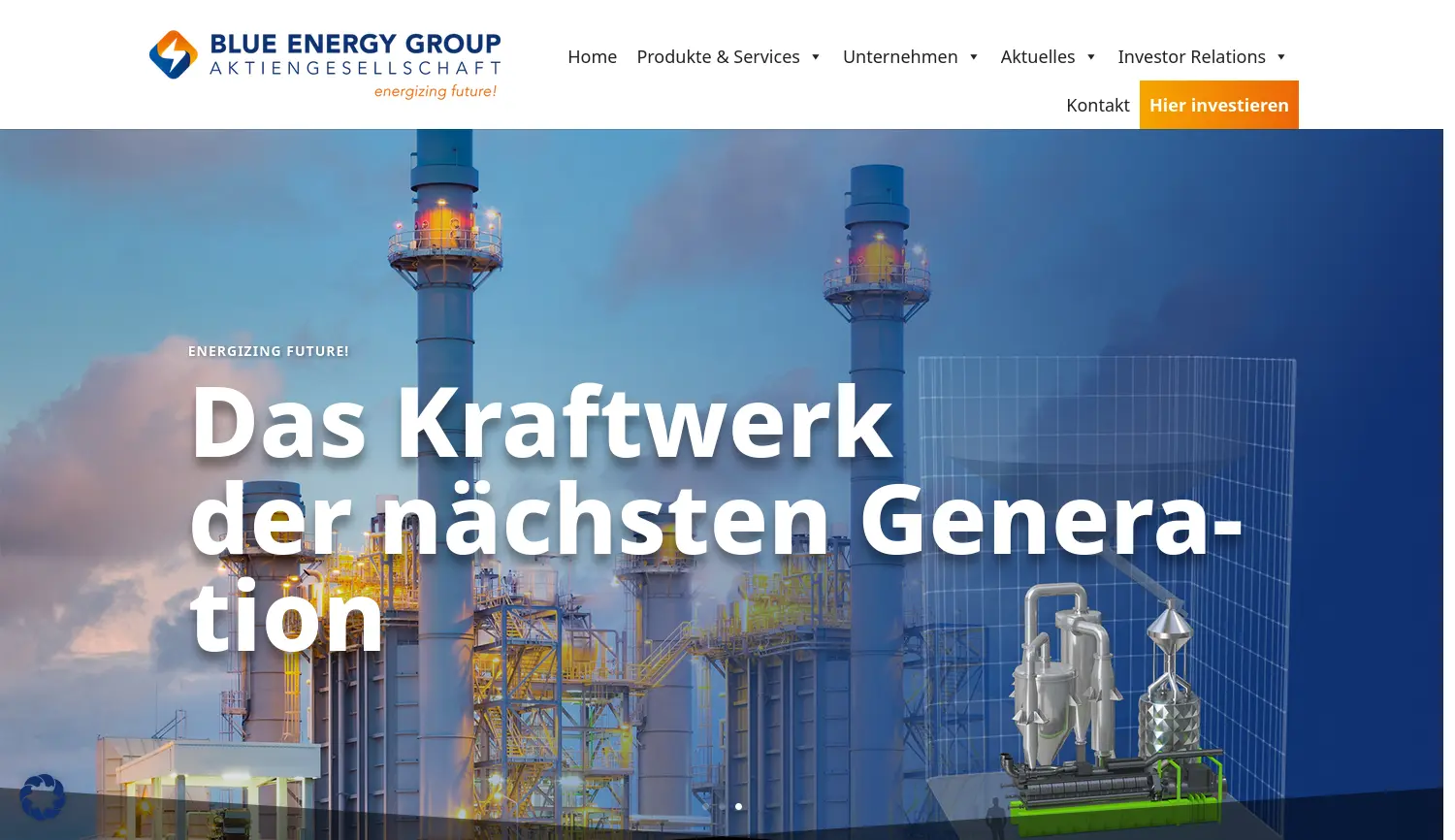 Website der Firma Blue Energy Group AG