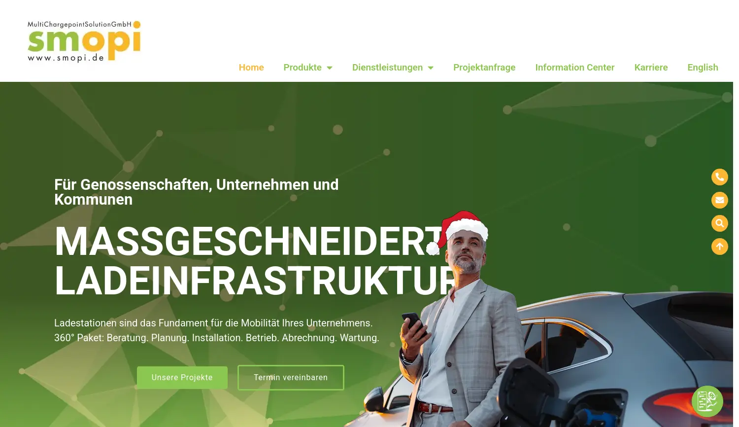Website der Firma smopi Multi Chargepoint Solution GmbH