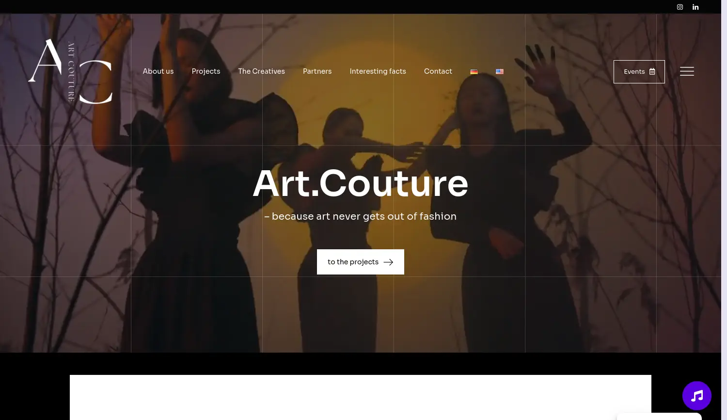 Website der Firma Art Couture – Franziska Mölle Einzelunternehmen