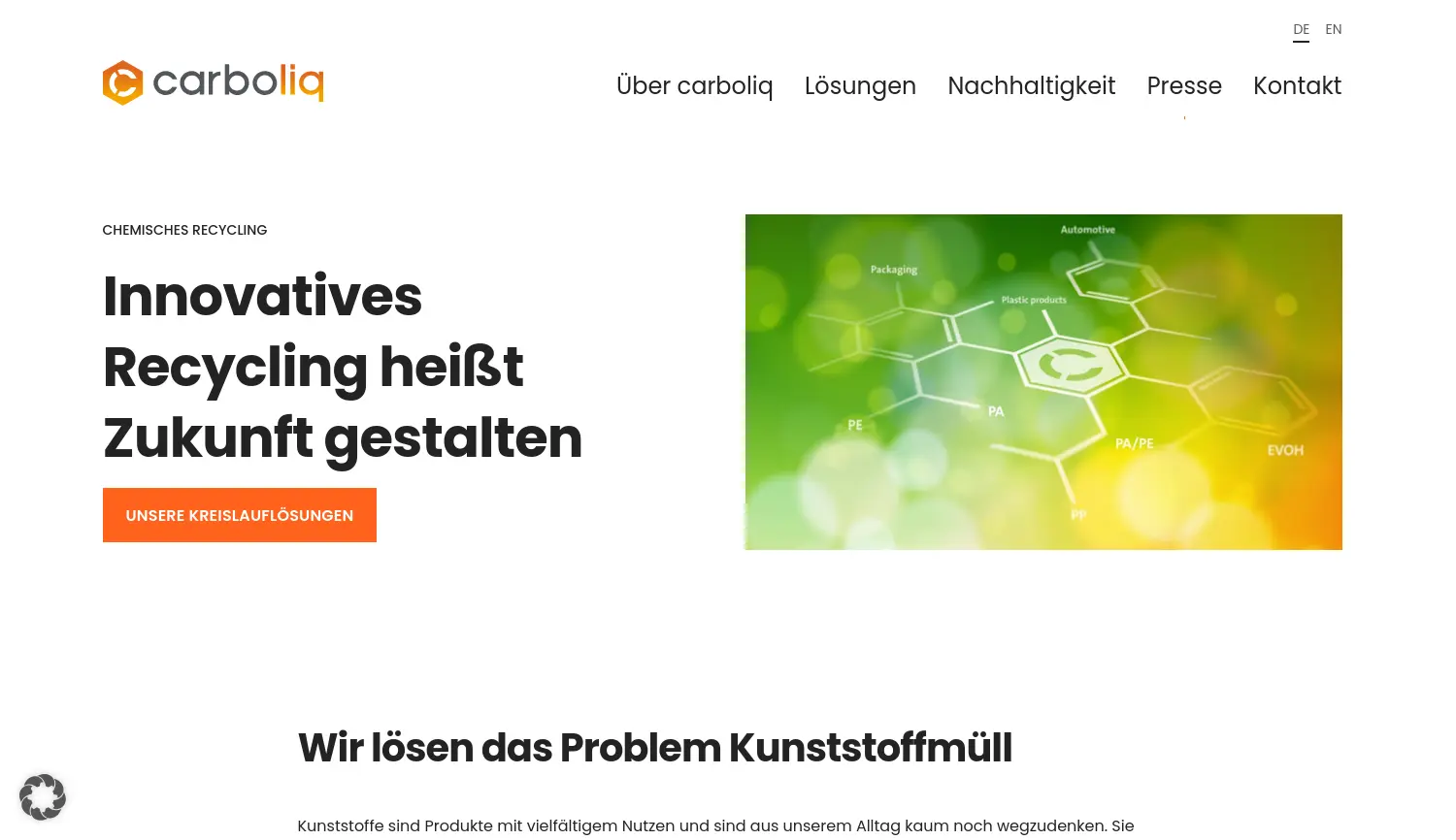 Website der Firma Carboliq GmbH