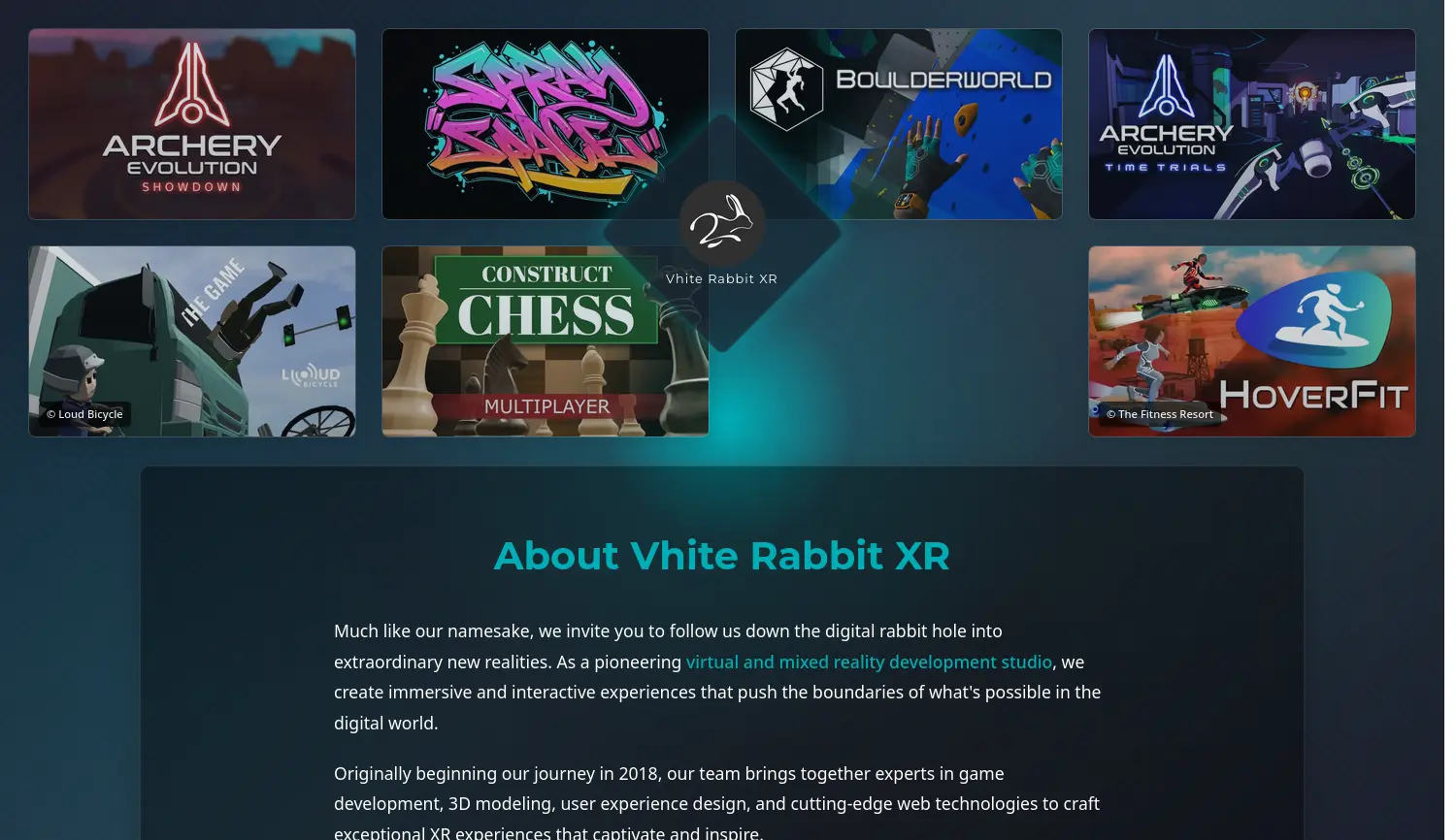 Website der Firma Vhite Rabbit XR