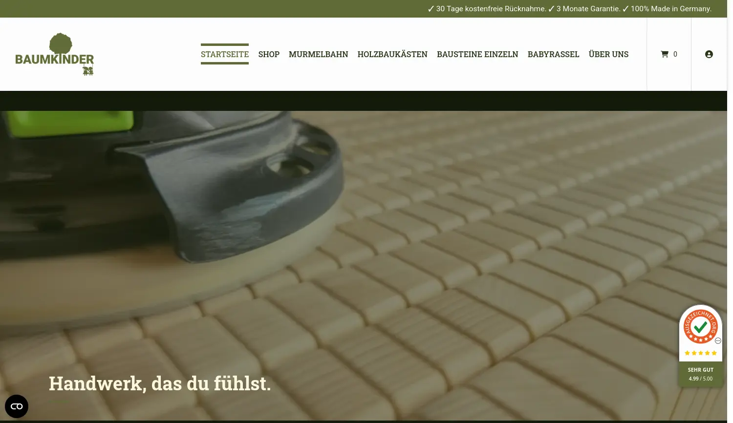 Website der Firma Baumkinder GmbH