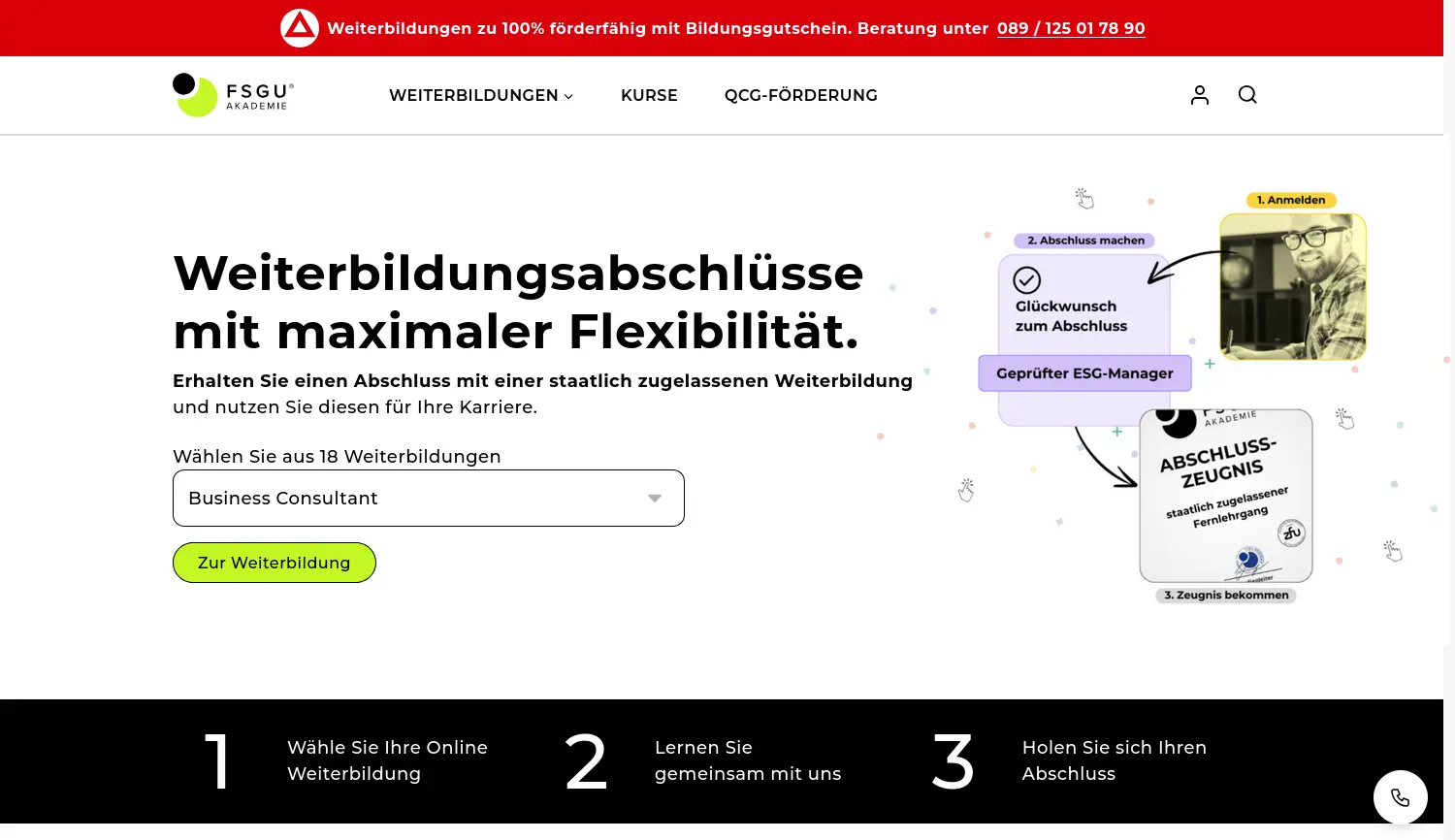 Website der Firma FSGU Akademie