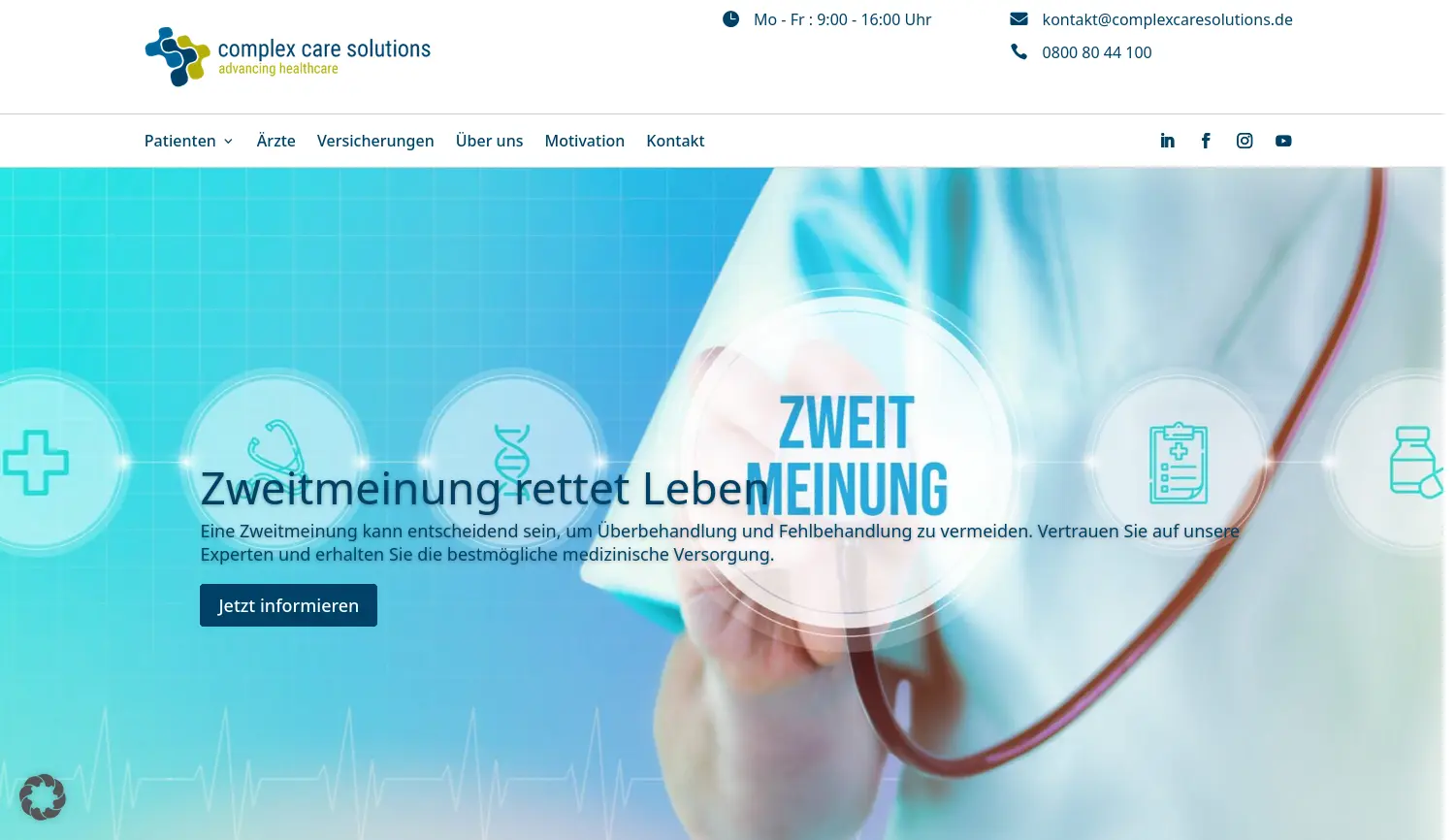 Website der Firma complex care solutions GmbH