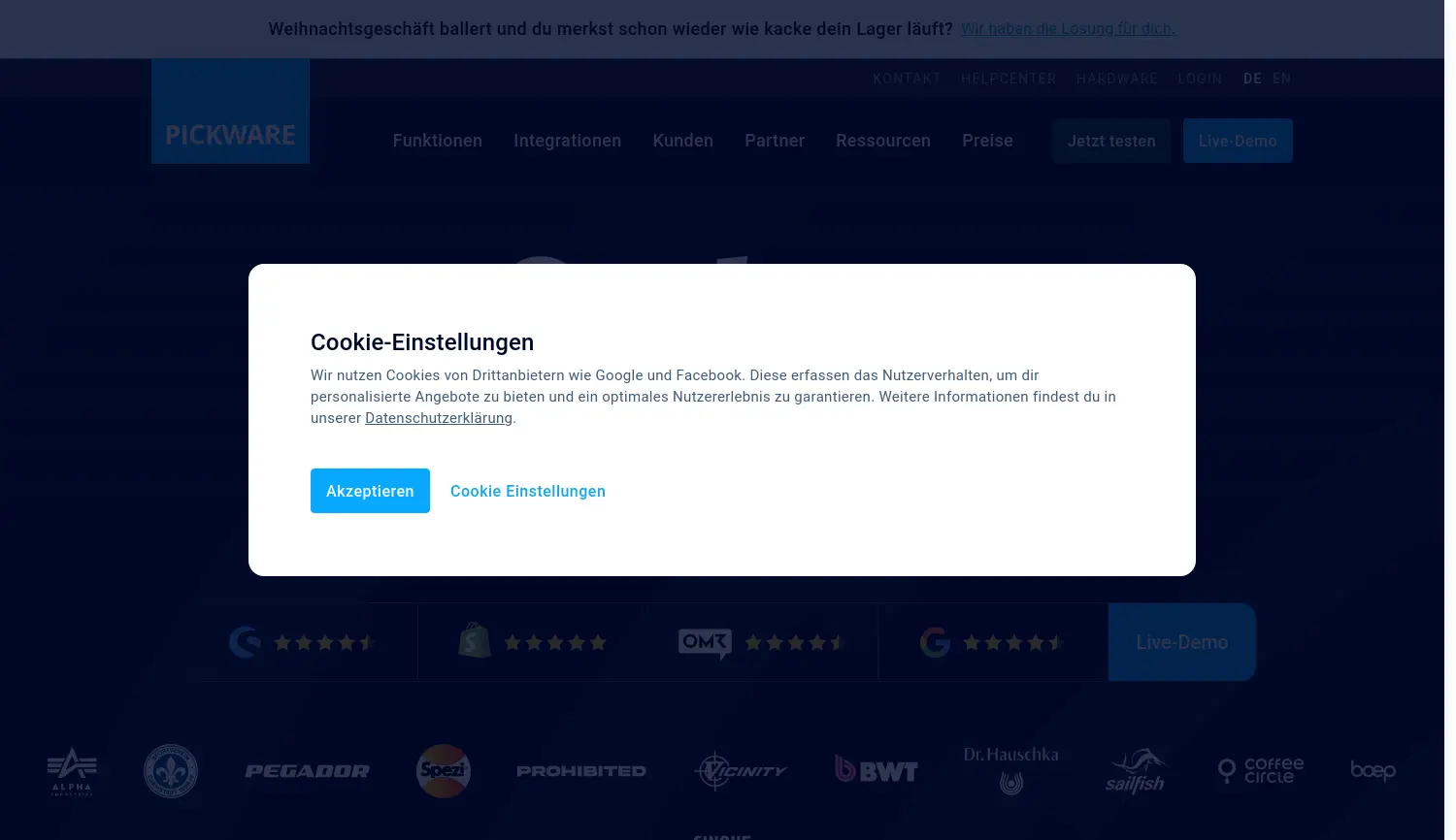 Website der Firma Pickware GmbH