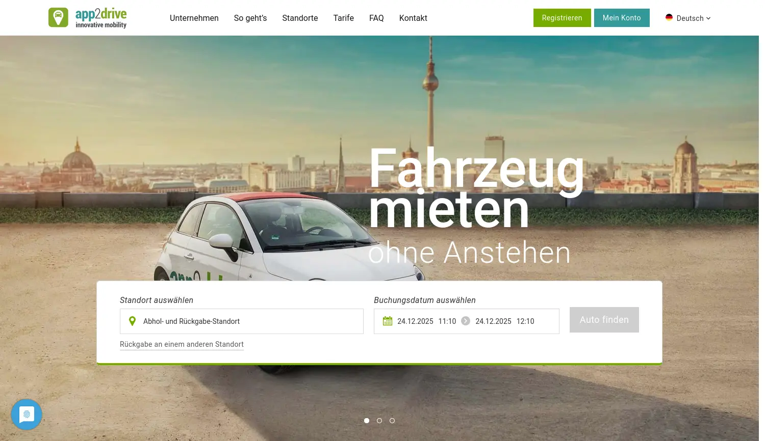 Website der Firma app2drive Deutschland GmbH & Co. KG