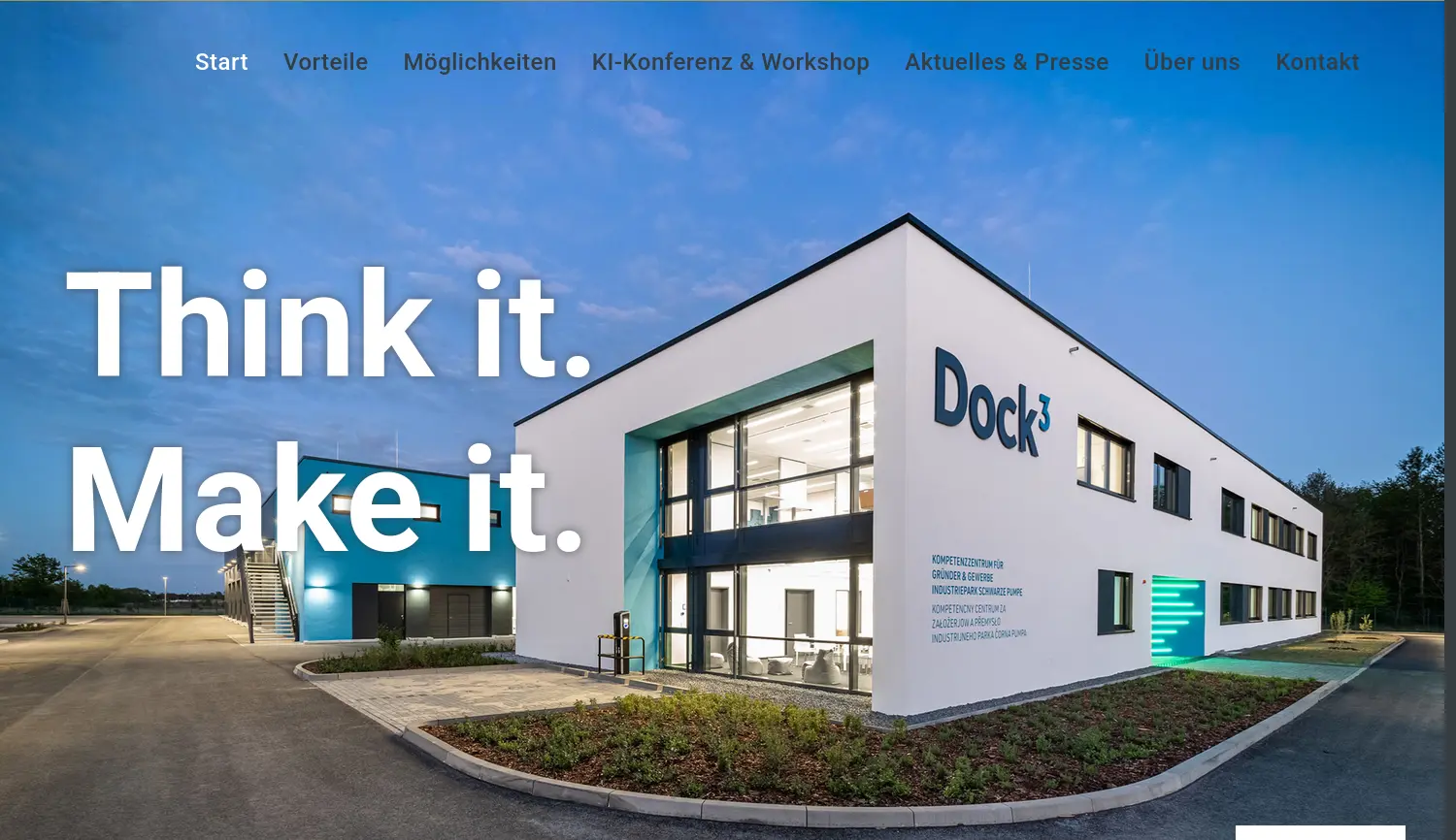 Website der Firma Dock3 Lausitz GmbH