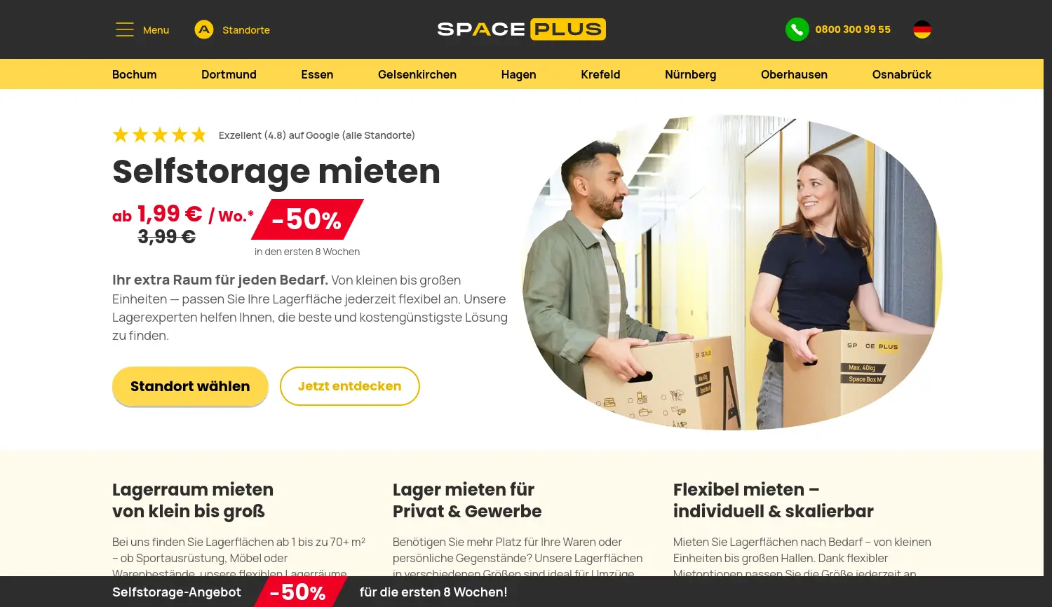 Website der Firma Space Plus (Germany) GmbH